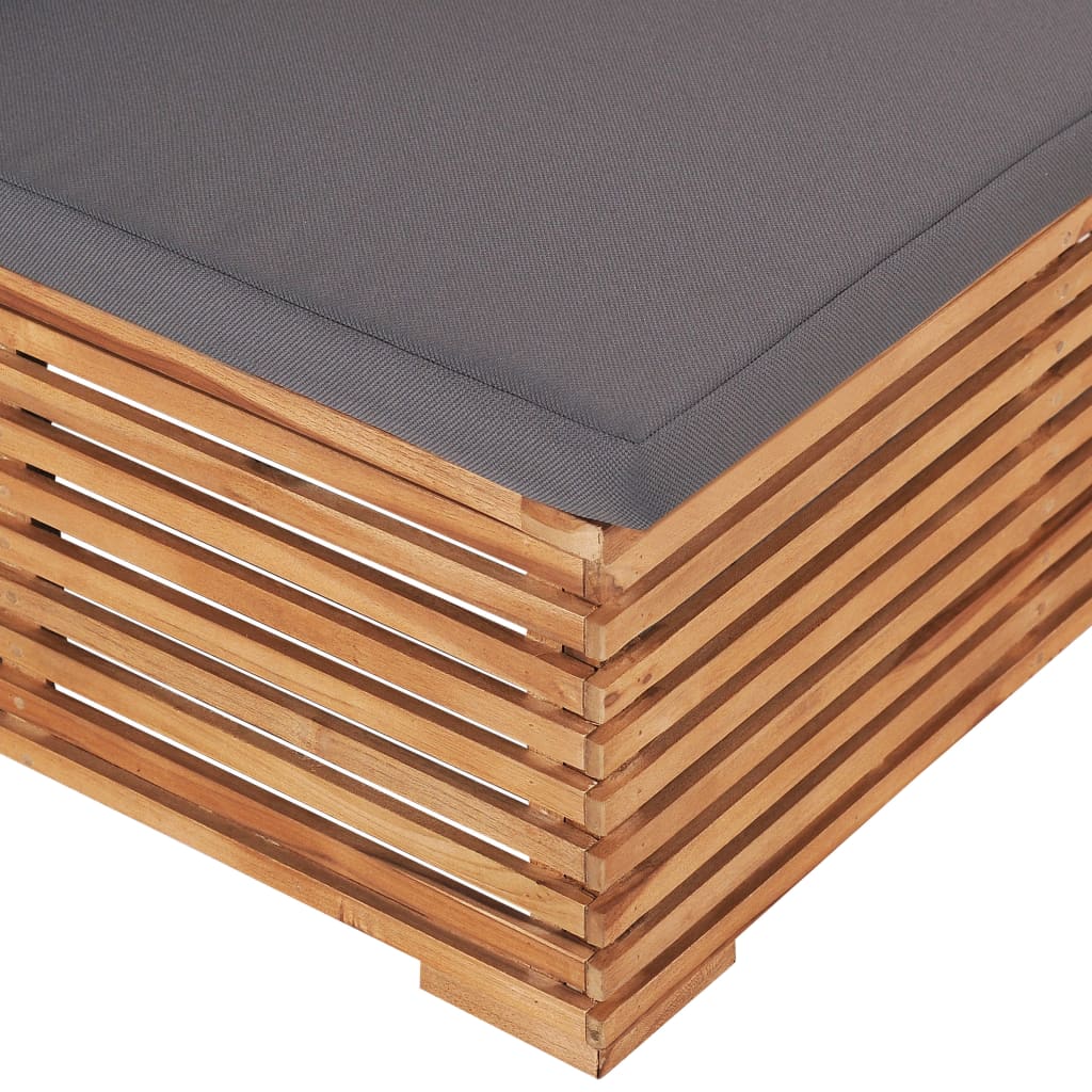 Garten-Mittelsofa Mit Grauer Auflage Massivholz Teak