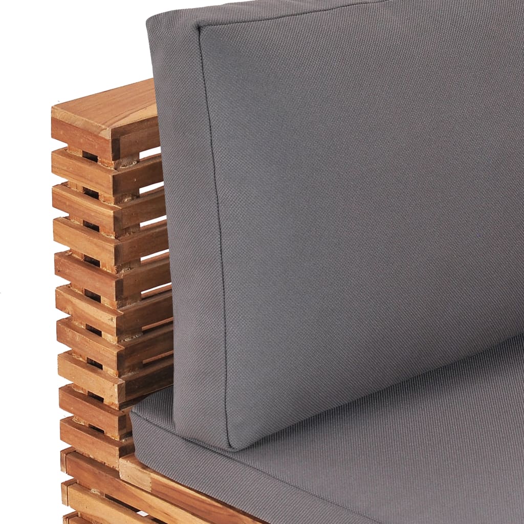 Garten-Mittelsofa Mit Grauer Auflage Massivholz Teak