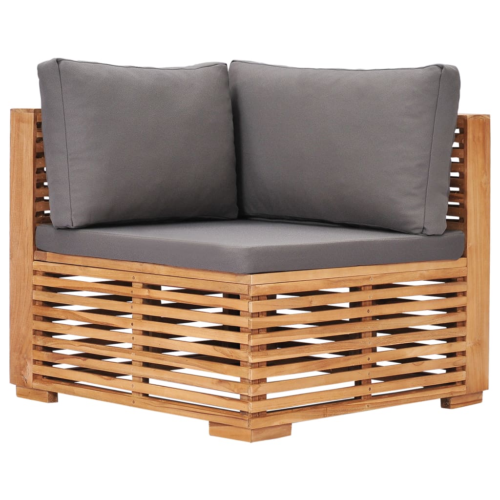 Garten-Mittelsofa Mit Grauer Auflage Massivholz Teak