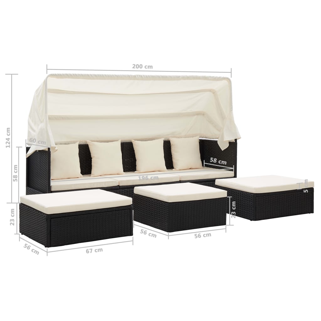 Garten-Sonneninsel Mit Dach Poly Rattan