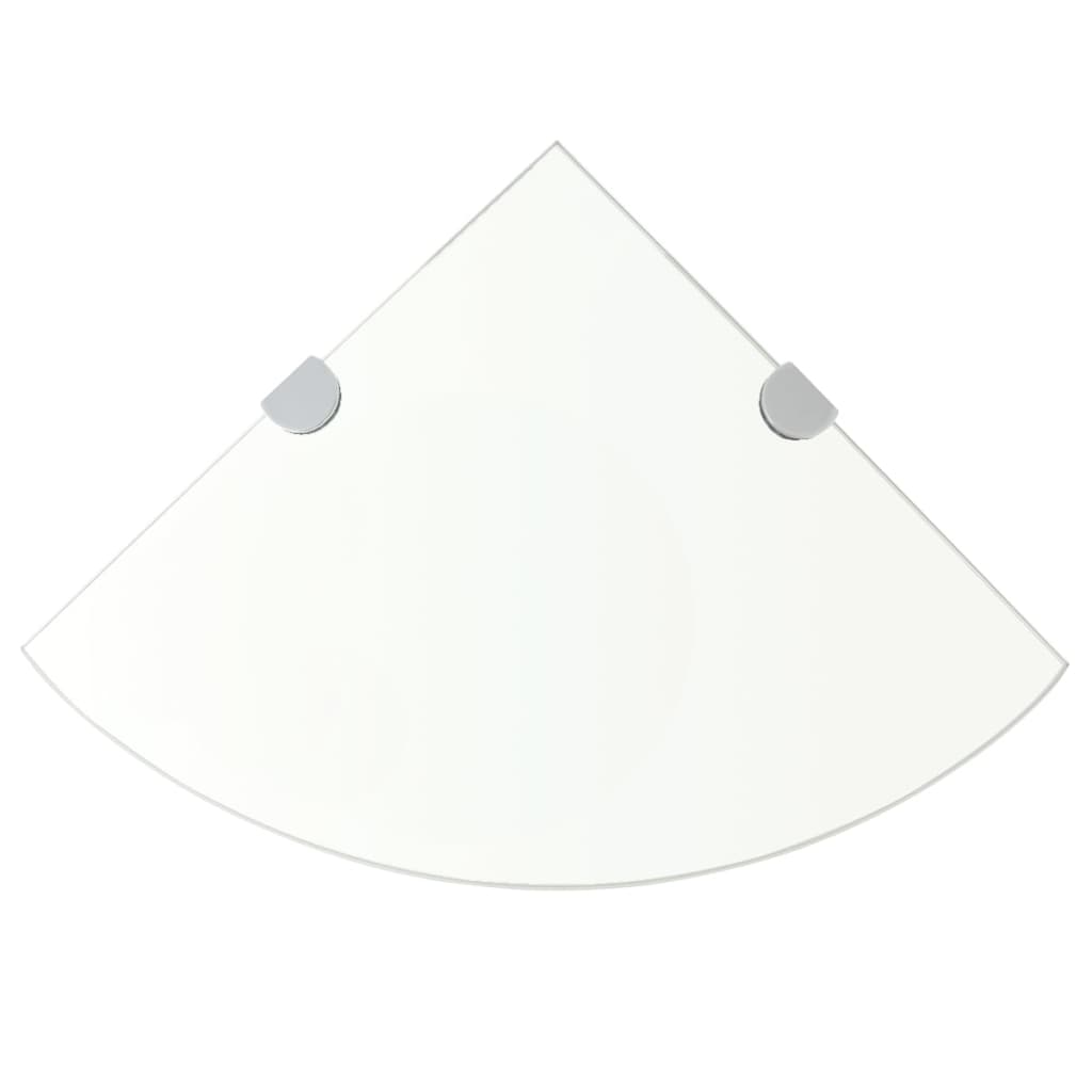 Eckregale 2 Stk. Mit Verchromten Halterungen Glas