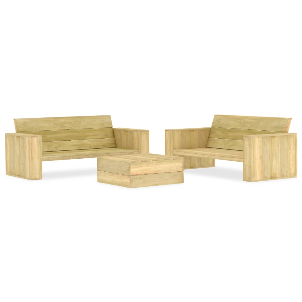 3-Tlg. Garten-Lounge-Set Kiefernholz Imprägniert