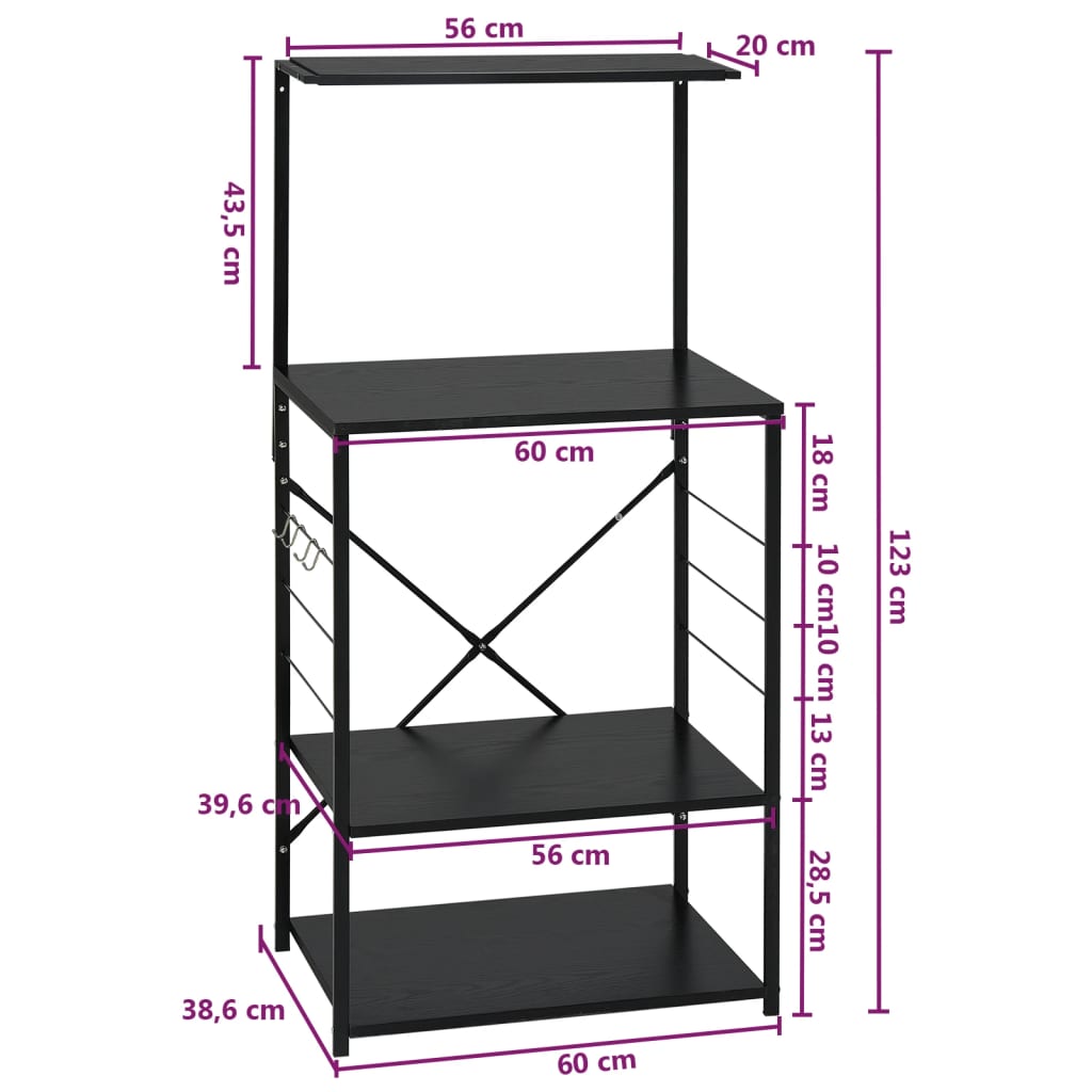 Mikrowellenregal 60X39,6X123 Cm Holzwerkstoff