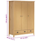 Kleiderschrank Mit 3 Türen Hill 127X50X170Cm Massivholz Kiefer