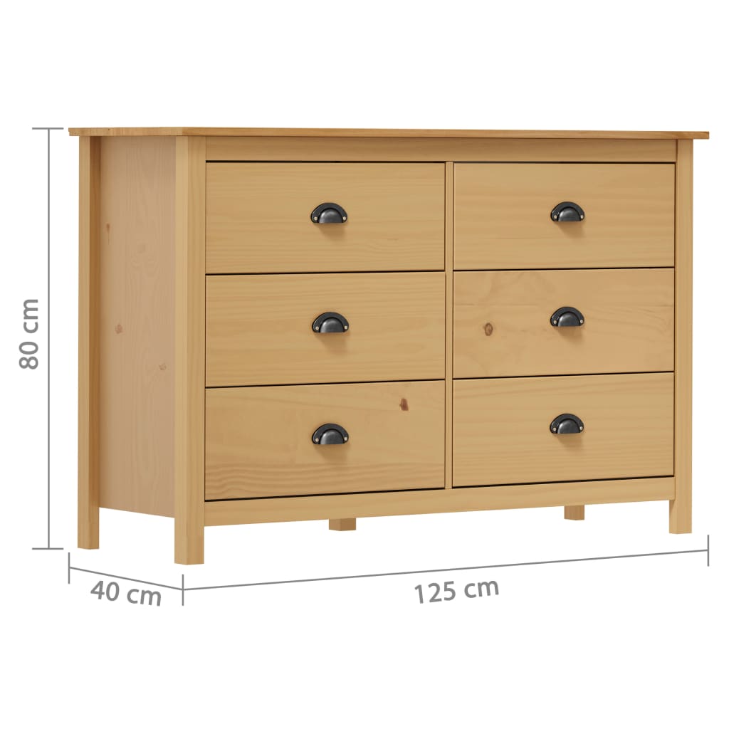 Sideboard Hill 125X40X80 Cm Massivholz Kiefer