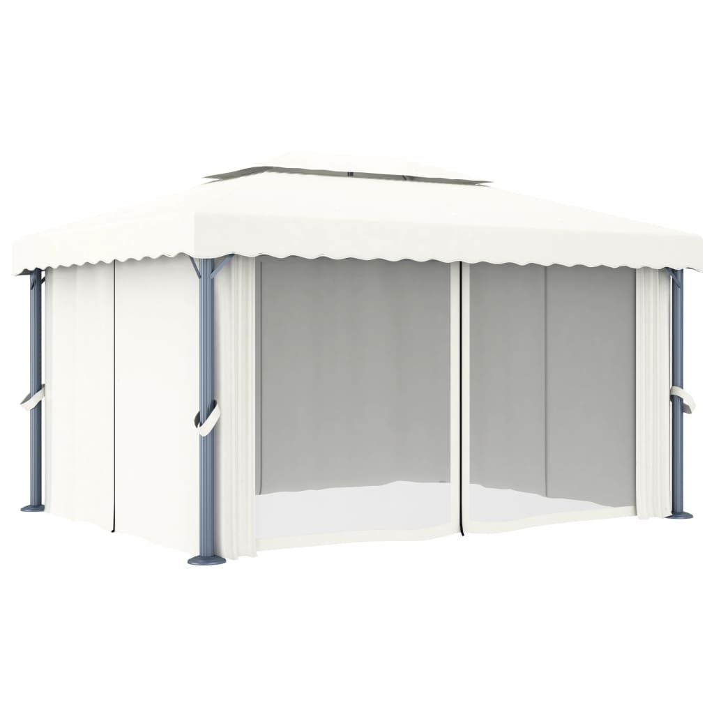 Pavillon Mit Vorhang Creme Aluminium