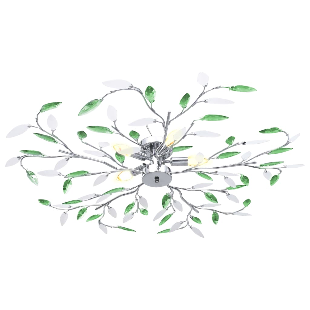 Deckenleuchte Mit Acrylglas-Blätter Für 5 X E14-Lampen Grün
