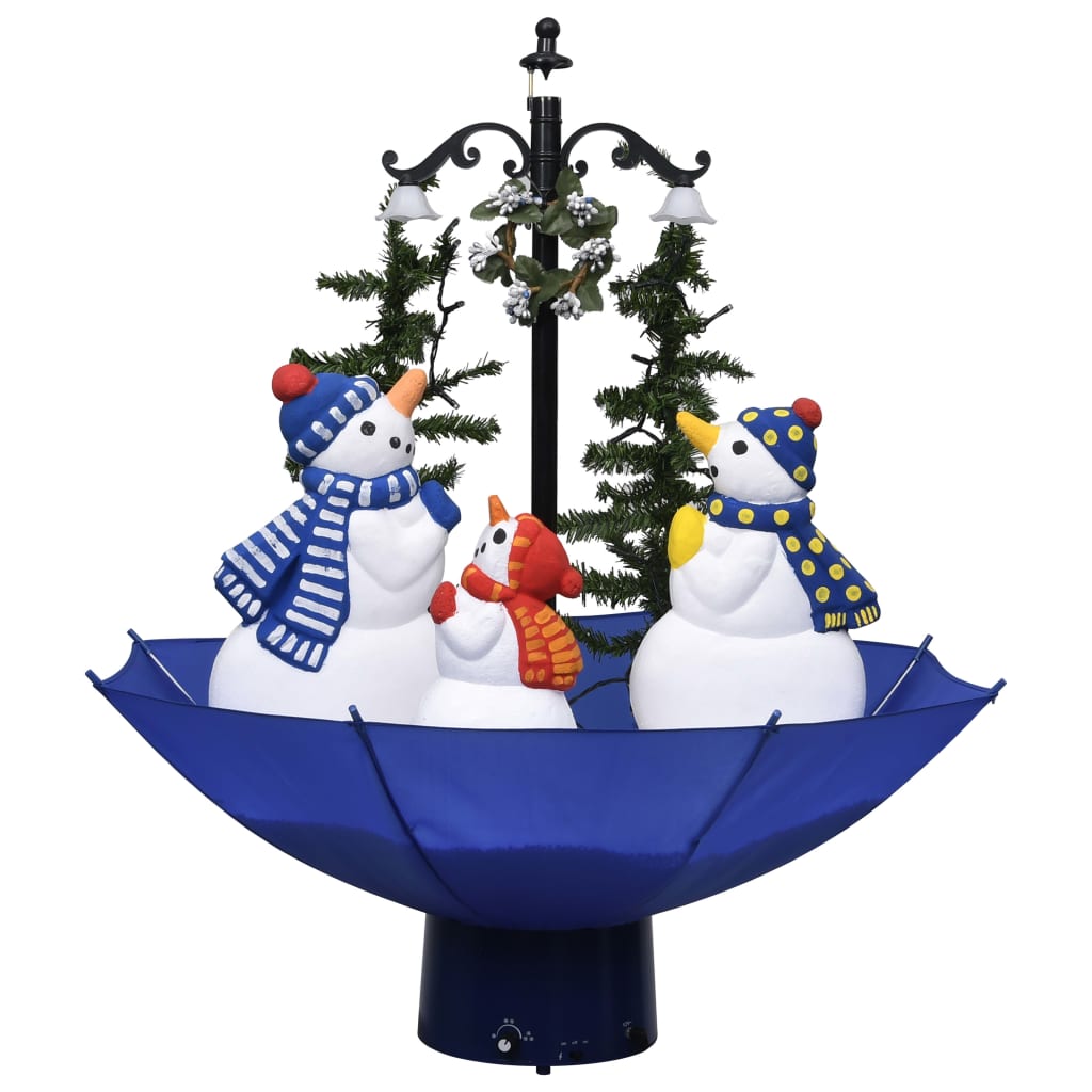 Weihnachtsbaum Mit Schnee Und Schirm-Fuß Blau 75 Cm Pvc Schwarz Und Rot