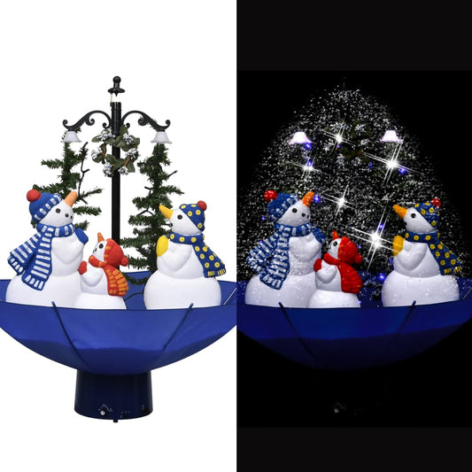 Weihnachtsbaum Mit Schnee Und Schirm-Fuß Blau 75 Cm Pvc Schwarz Und Rot