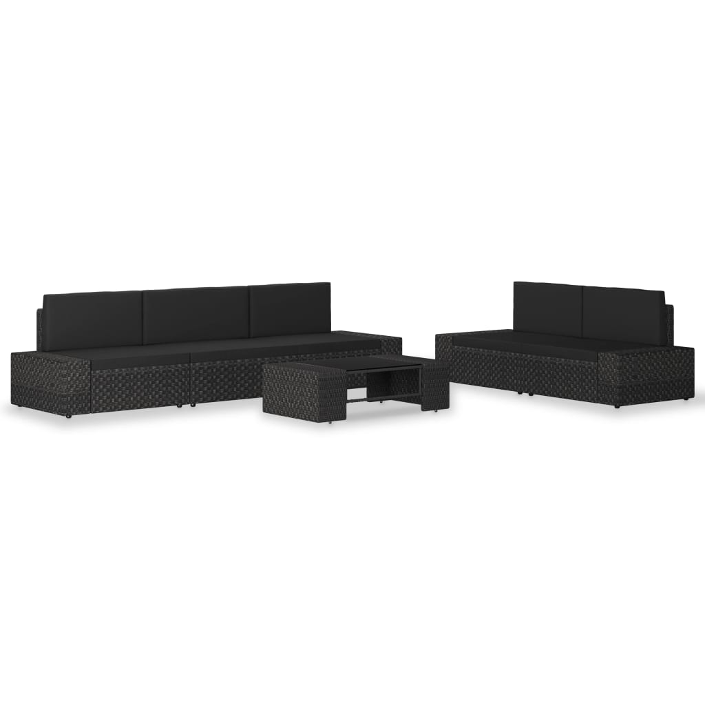 6-Tlg. Garten-Lounge-Set Poly Rattan