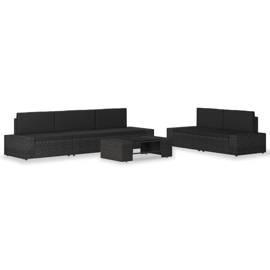 6-Tlg. Garten-Lounge-Set Poly Rattan