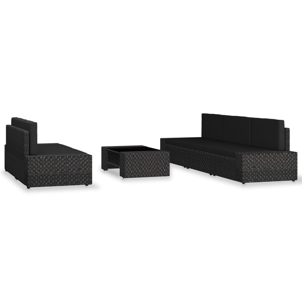 6-Tlg. Garten-Lounge-Set Poly Rattan
