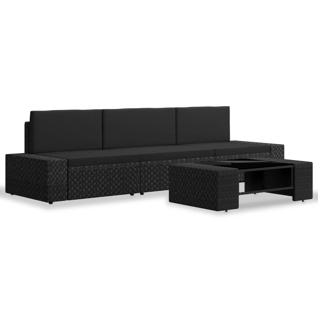 4-Tlg. Garten-Lounge-Set Poly Rattan