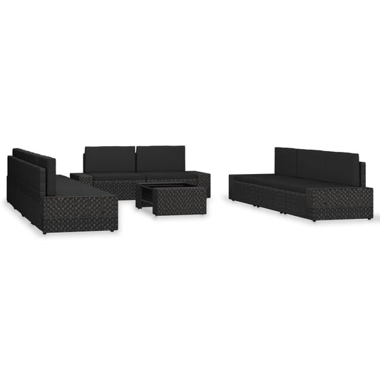 10-Tlg. Garten-Lounge-Set Poly Rattan