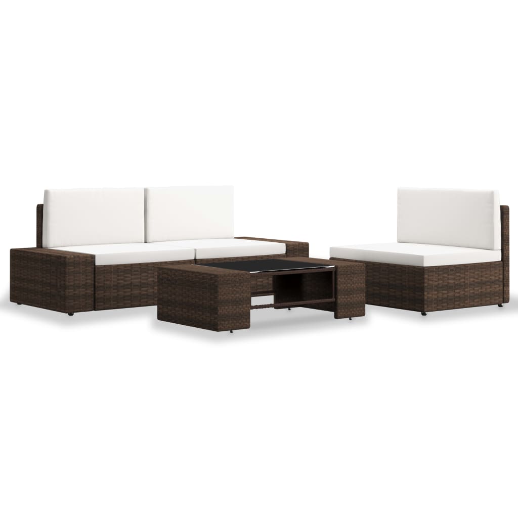 4-Tlg. Garten-Lounge-Set Poly Rattan