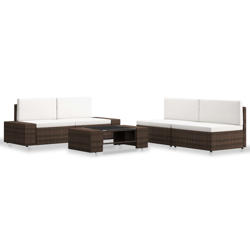 5-Tlg. Garten-Lounge-Set Poly Rattan