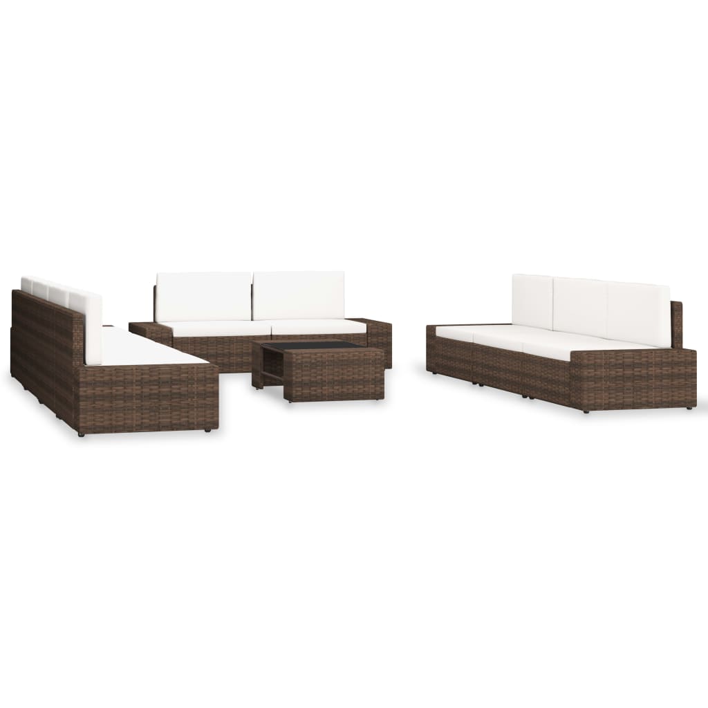 10-Tlg. Garten-Lounge-Set Poly Rattan