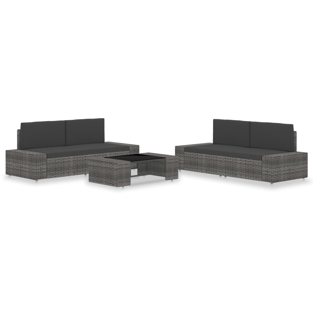 5-Tlg. Garten-Lounge-Set Poly Rattan