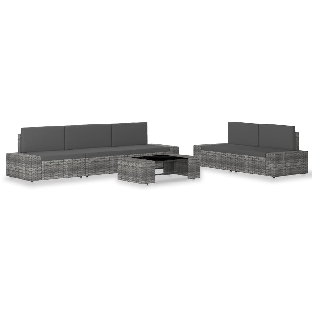 6-Tlg. Garten-Lounge-Set Poly Rattan