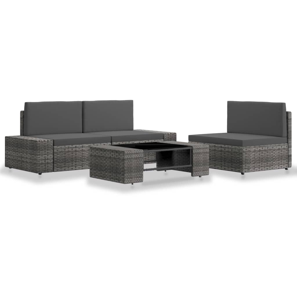 4-Tlg. Garten-Lounge-Set Poly Rattan