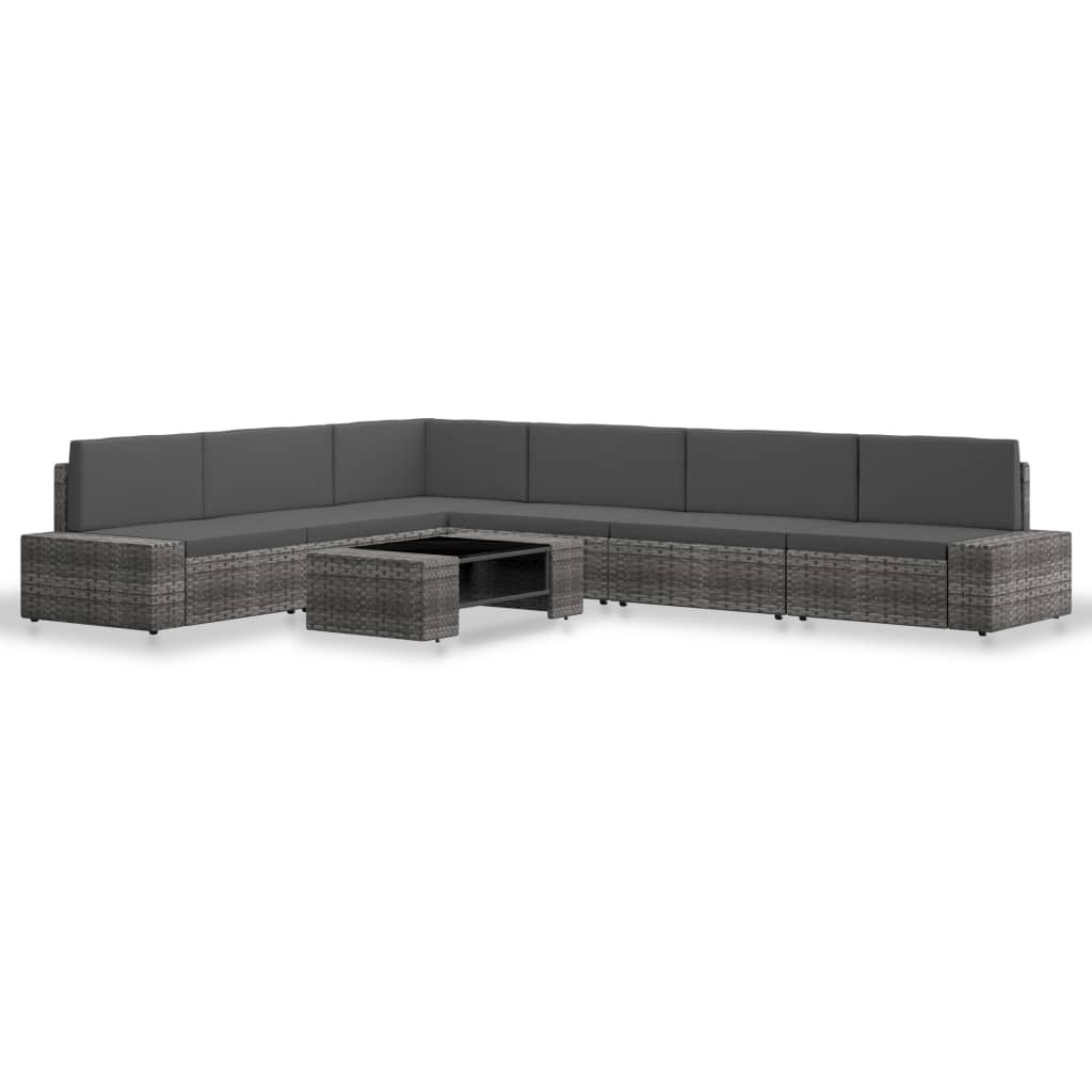 7-Tlg. Garten-Lounge-Set Poly Rattan