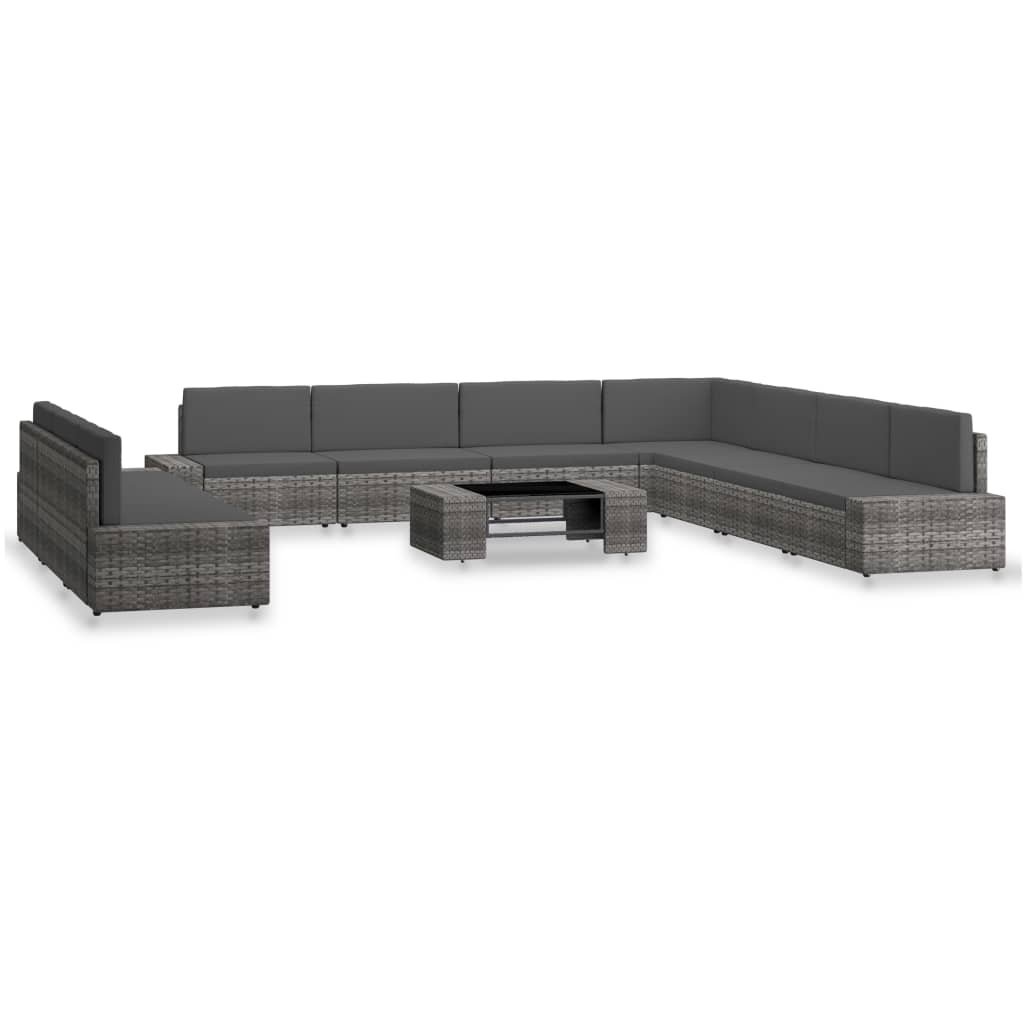 10-Tlg. Garten-Lounge-Set Poly Rattan