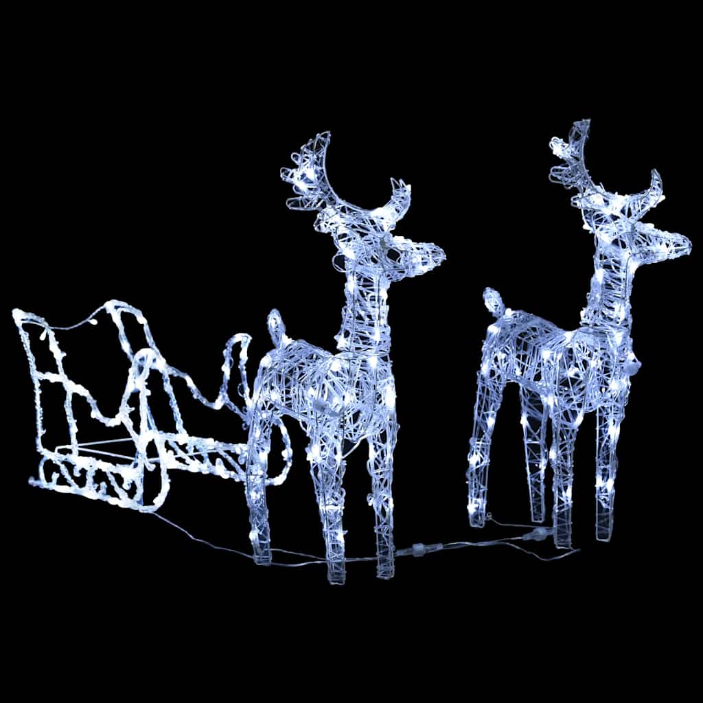 Rentiere & Schlitten Weihnachtsdekoration 160 Leds 130 Cm Acryl Kaltweiß