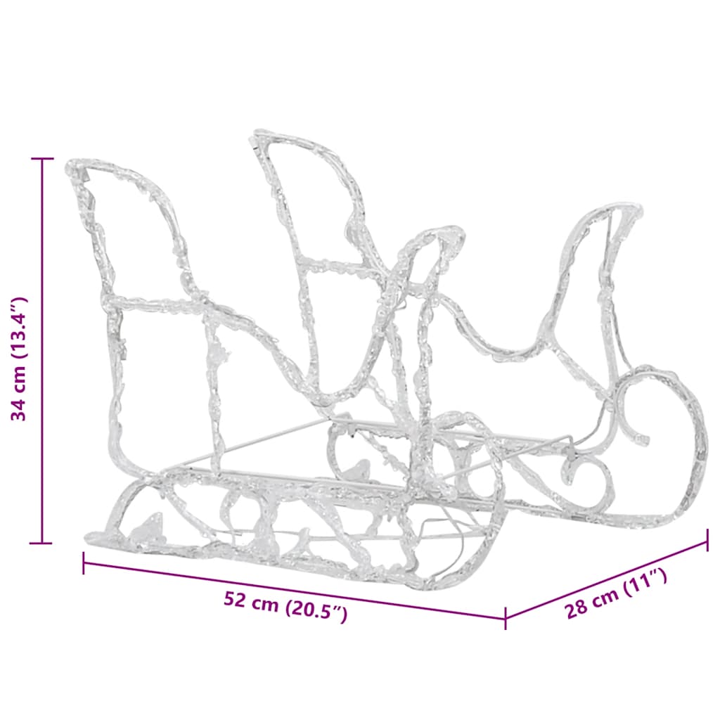 Rentiere & Schlitten Weihnachtsdekoration 160 Leds 130 Cm Acryl Kaltweiß