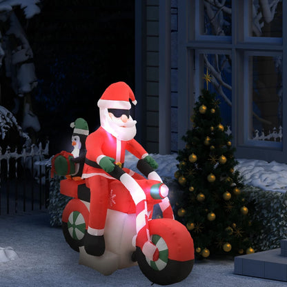 Aufblasbarer Weihnachtsmann Auf Motorrad Led Ip44 160 Cm