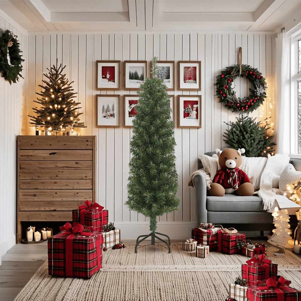 Künstlicher Weihnachtsbaum Schlank Mit Ständer Pvc Grün