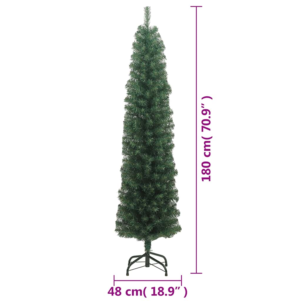Künstlicher Weihnachtsbaum Schlank Mit Ständer Pvc Grün