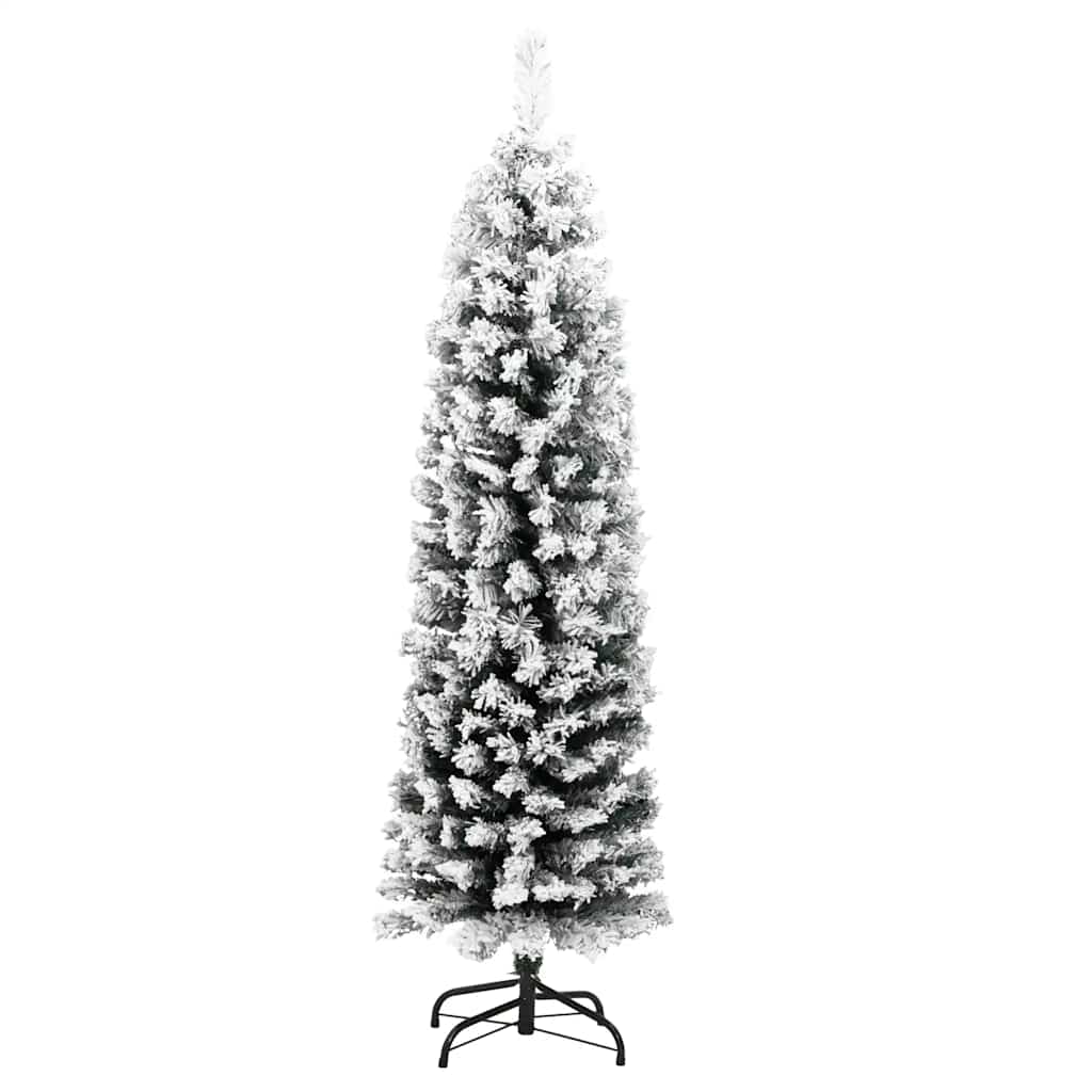 Künstlicher Weihnachtsbaum Schlank Mit Schnee Grün Pvc Grün Und Weiß