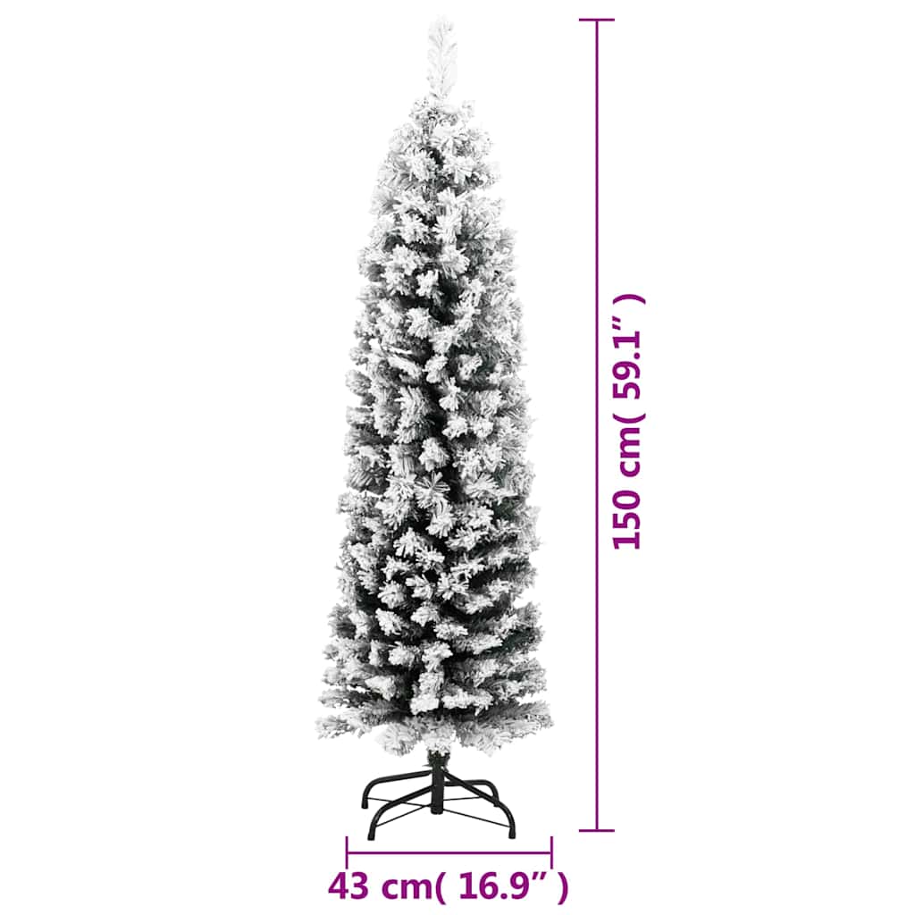Künstlicher Weihnachtsbaum Schlank Mit Schnee Grün Pvc Grün Und Weiß