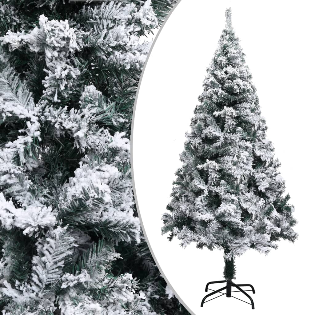Künstlicher Weihnachtsbaum Mit Schnee Grün 180 Cm Pvc Grün Und Weiß