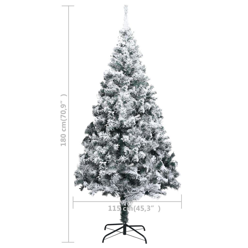 Künstlicher Weihnachtsbaum Mit Schnee Grün 180 Cm Pvc Grün Und Weiß