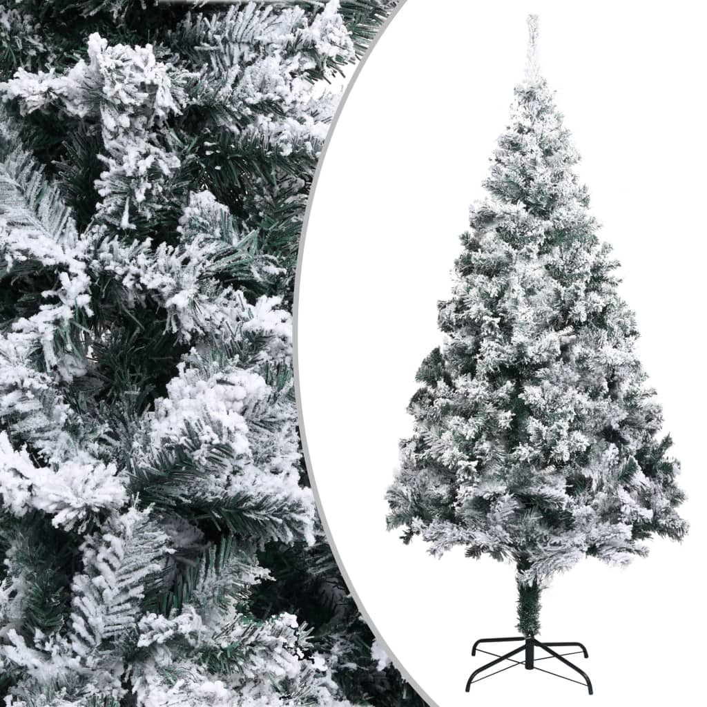 Künstlicher Weihnachtsbaum Mit Schnee Grün 180 Cm Pvc Grün Und Weiß