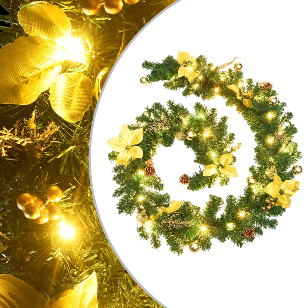 Weihnachtsgirlande Mit Led-Lichtern Schwarz 2,7 M Pvc