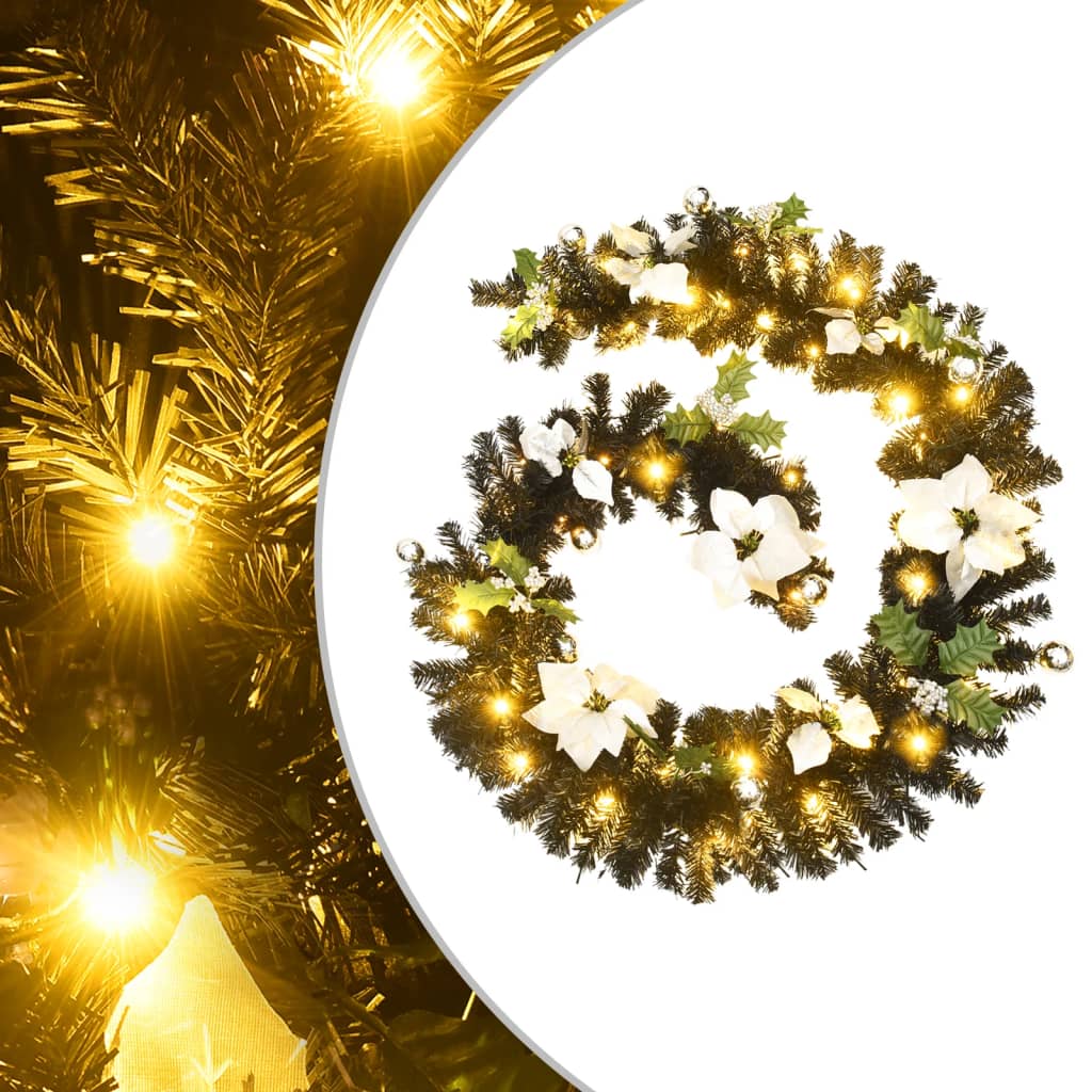 Weihnachtsgirlande Mit Led-Lichtern Schwarz 2,7 M Pvc