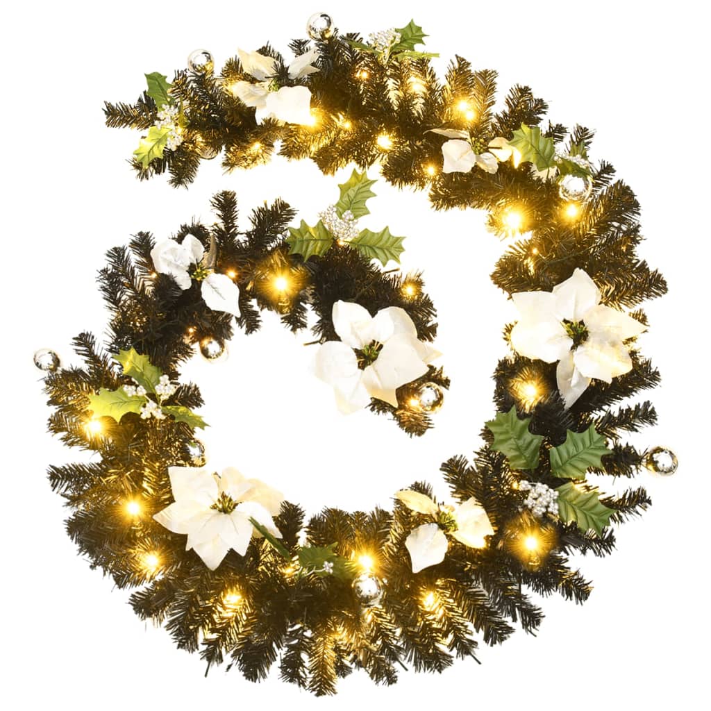 Weihnachtsgirlande Mit Led-Lichtern Schwarz 2,7 M Pvc