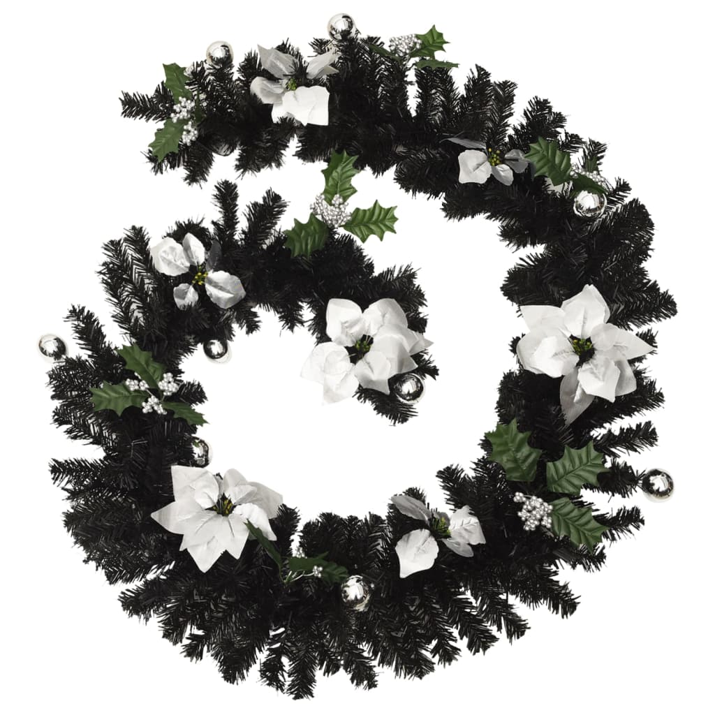Weihnachtsgirlande Mit Led-Lichtern Schwarz 2,7 M Pvc