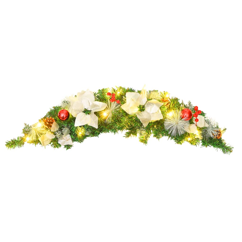 Weihnachts-Türbogen Mit Led-Lichtern Grün 90 Cm Pvc