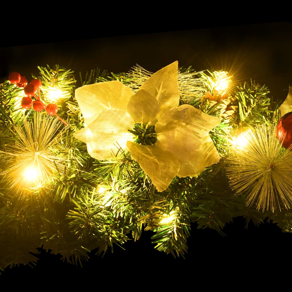 Weihnachts-Türbogen Mit Led-Lichtern Grün 90 Cm Pvc