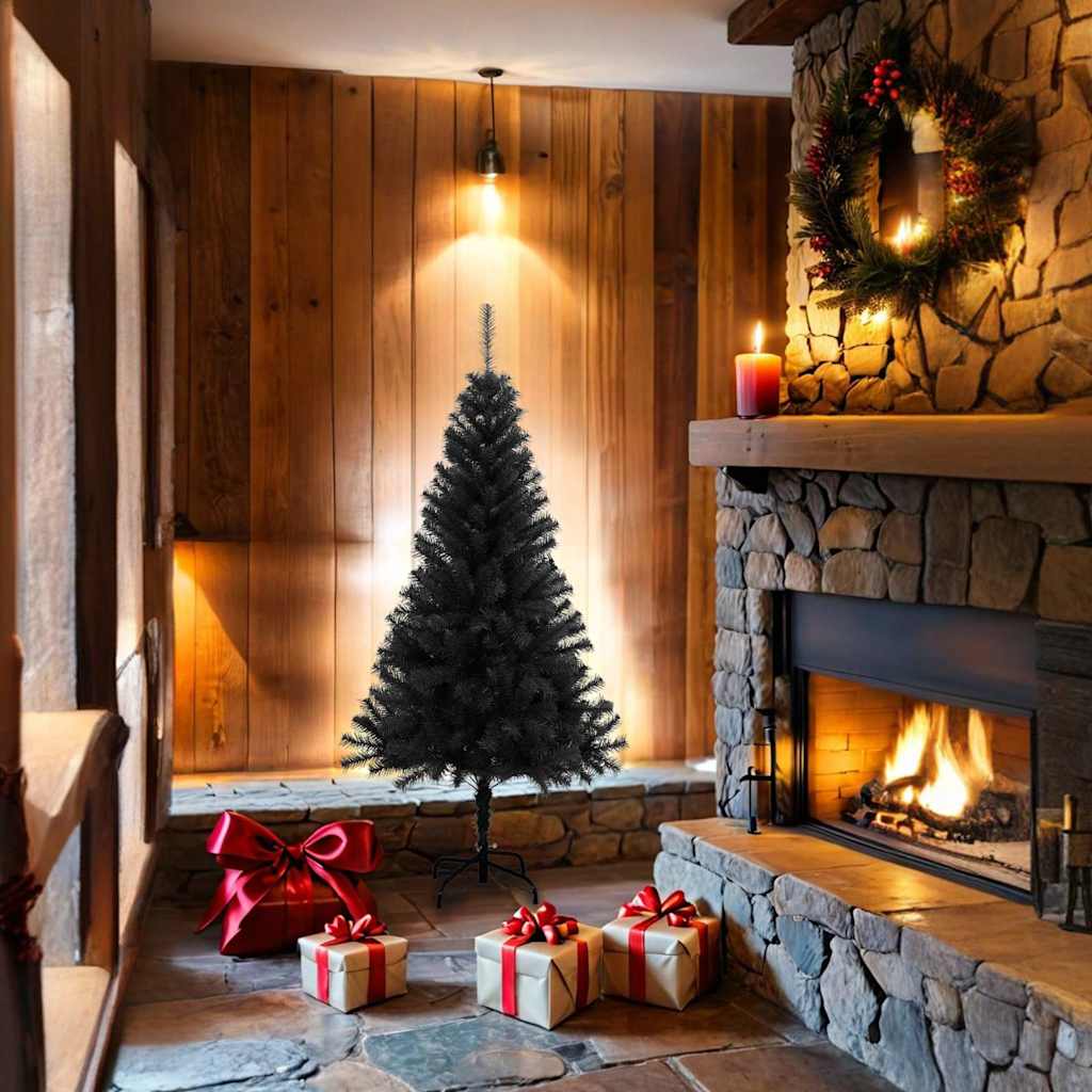 Künstlicher Weihnachtsbaum Mit Ständer 150 Cm Pvc Schwarz