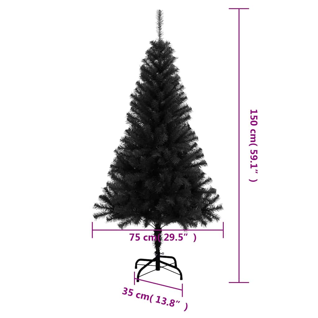 Künstlicher Weihnachtsbaum Mit Ständer 150 Cm Pvc Schwarz