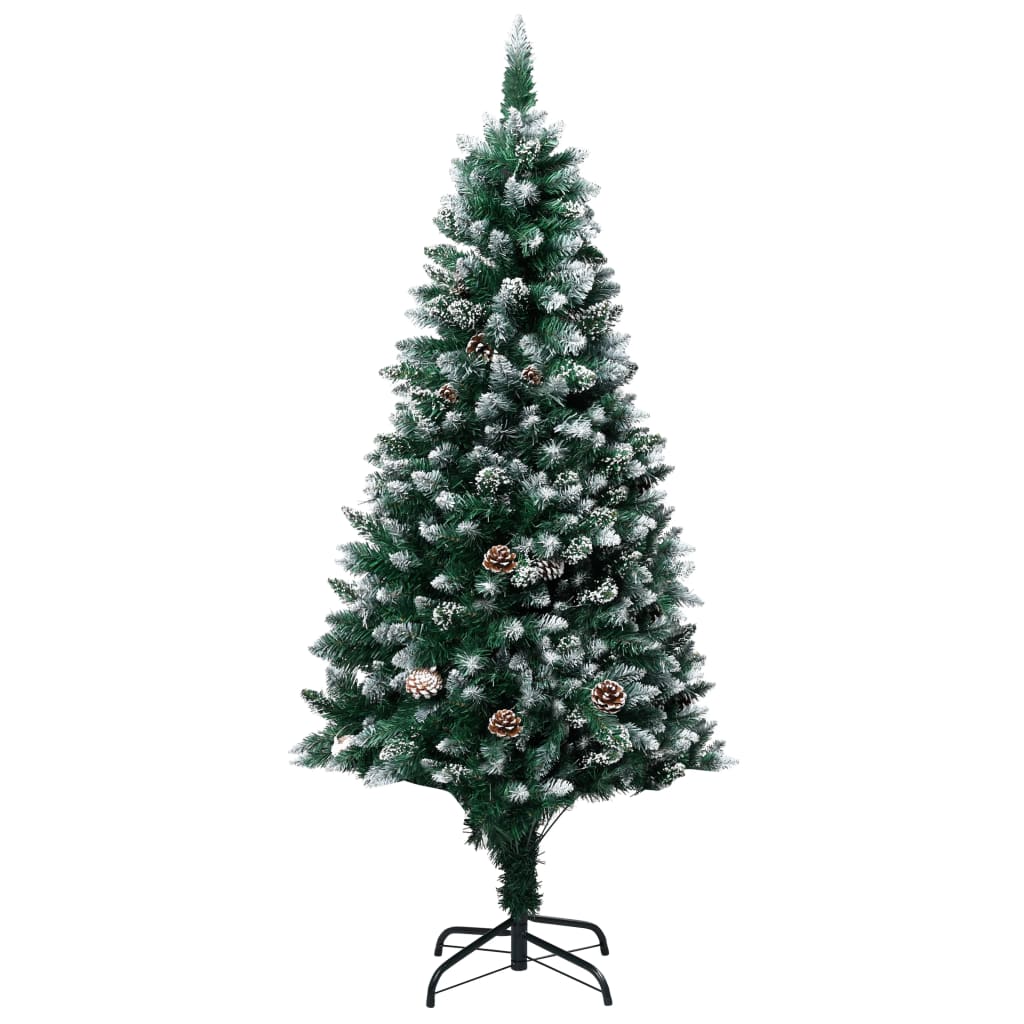 Künstlicher Weihnachtsbaum Mit Zapfen Und Schnee 210 Cm Creme