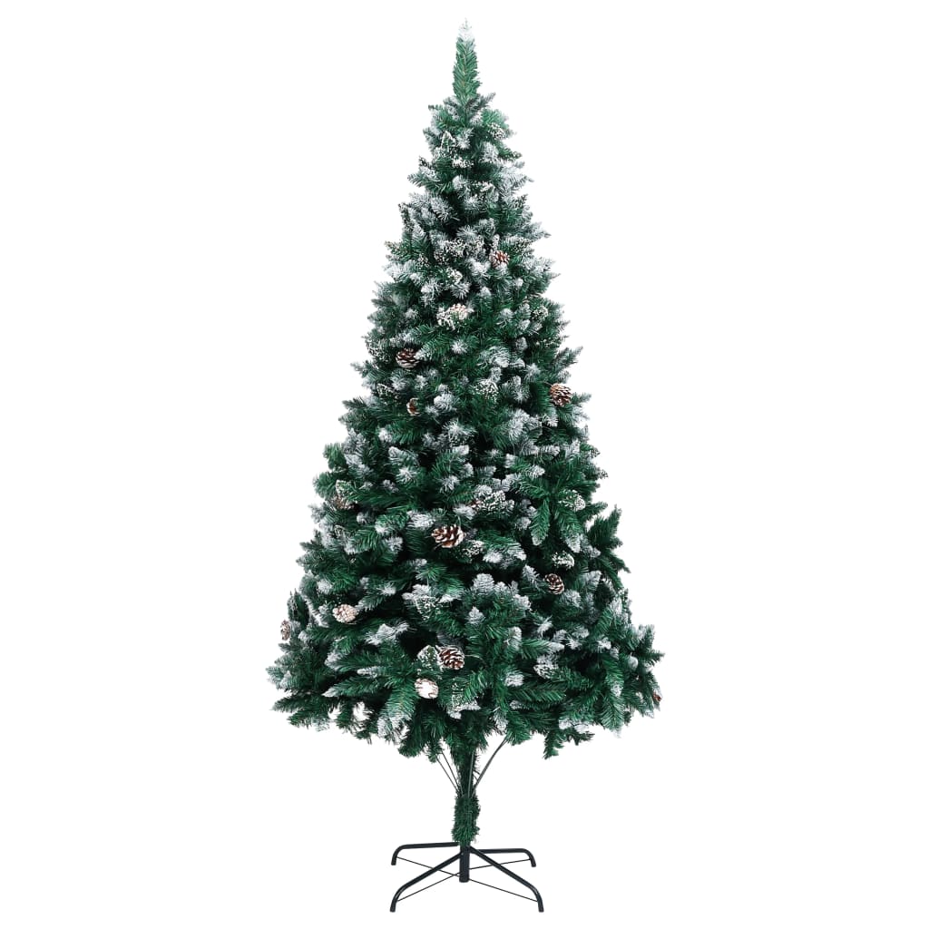 Künstlicher Weihnachtsbaum Mit Zapfen Und Schnee 210 Cm Creme