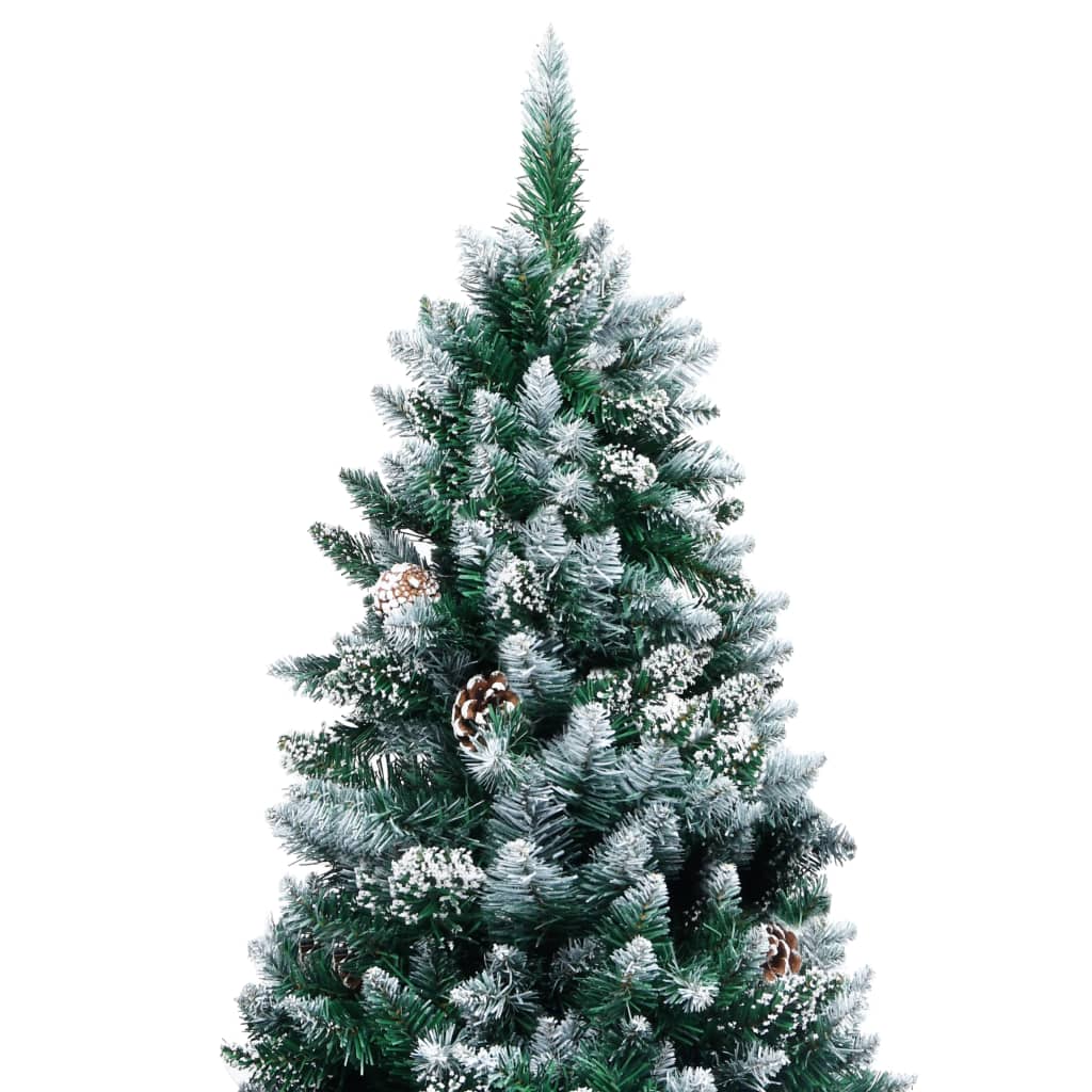 Künstlicher Weihnachtsbaum Mit Zapfen Und Schnee 210 Cm Creme
