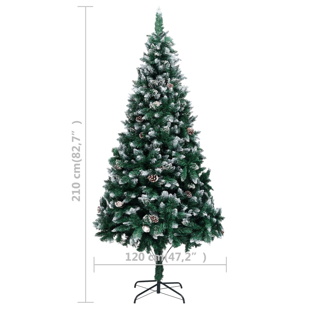 Künstlicher Weihnachtsbaum Mit Zapfen Und Schnee 210 Cm Creme