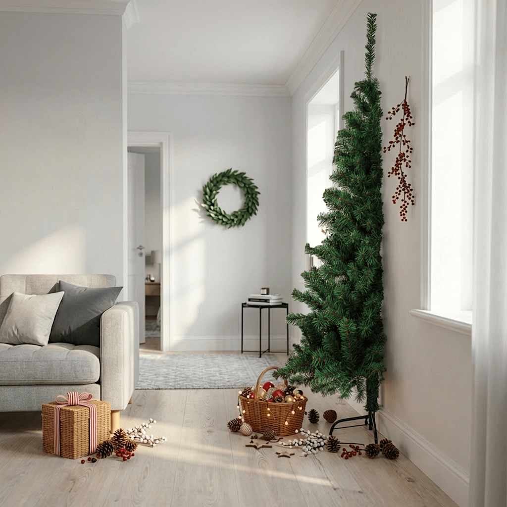 Künstlicher Halb-Weihnachtsbaum Mit Ständer 150 Cm Pvc Grün