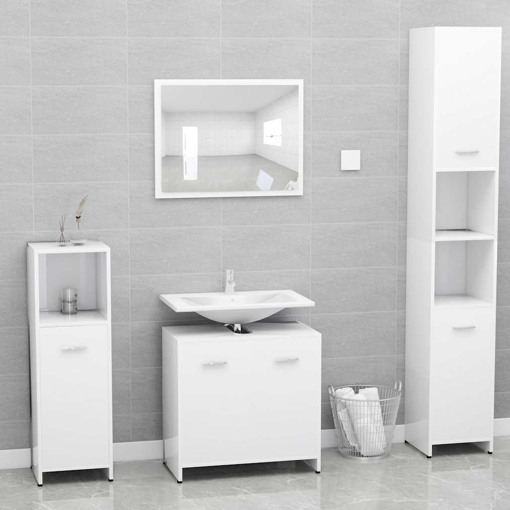 Badschrank Mit Spiegel Schwarz Eichen-Optik Holzwerkstoff
